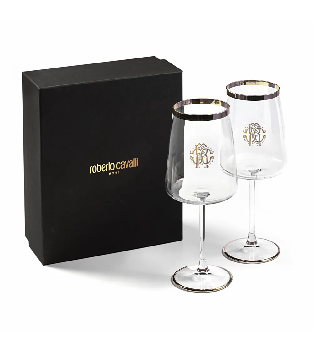 Roberto Cavalli - Set mit 2 New Monogram Platin Wasserkelche