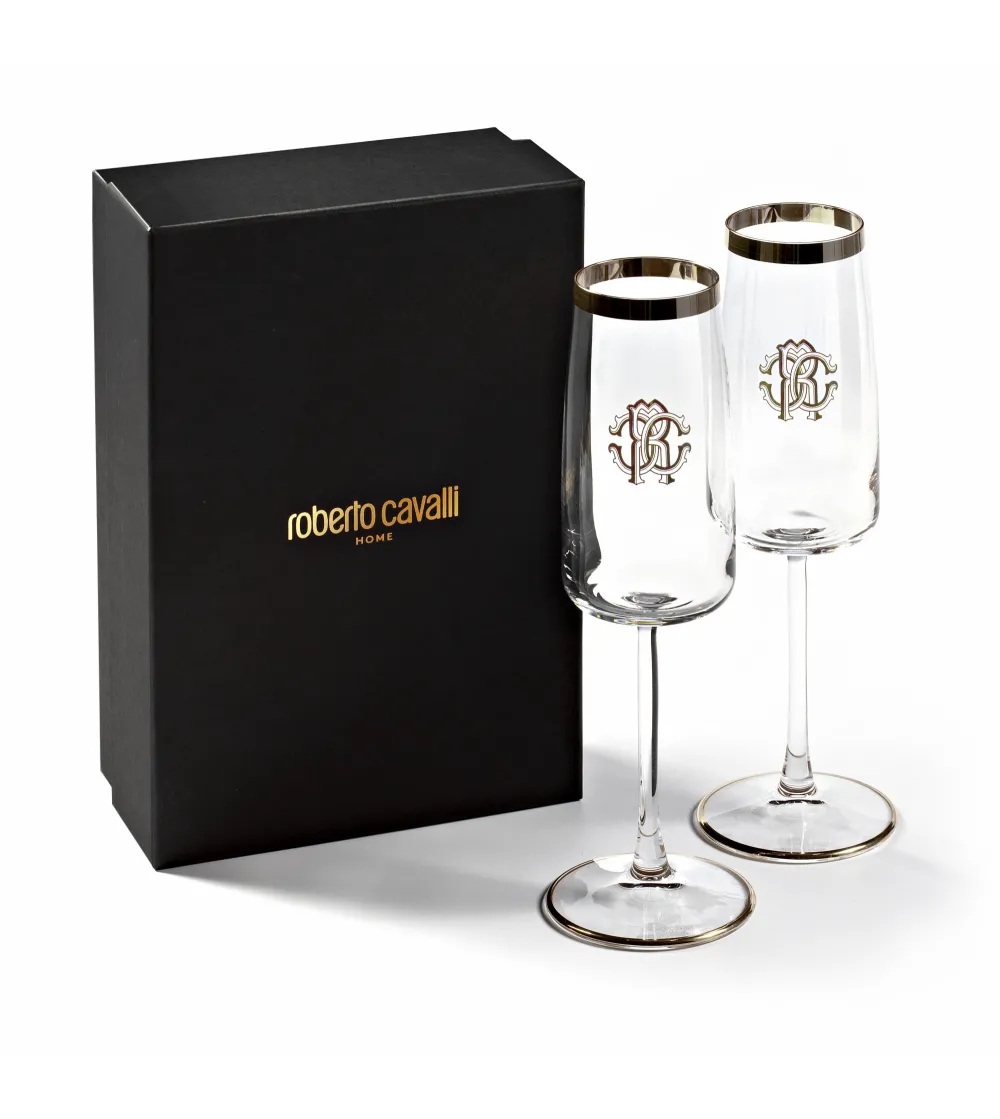 Juego de 2 Copas de Champán New Monogram Platin - Roberto Cavalli