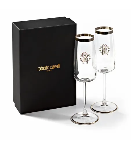 Lot de 2 Verres à Champagne New Monogram Platin - Roberto Cavalli