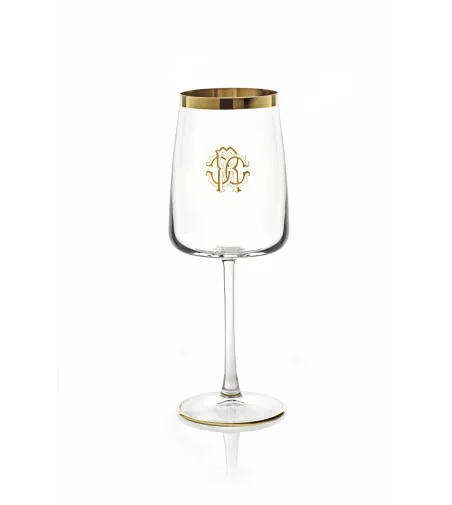 Roberto Cavalli - Set of 2 New Monogram Gold Wine Goblets