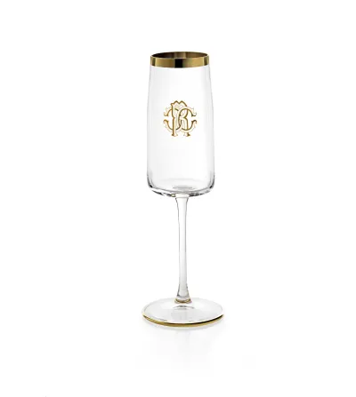Set 2 Calici Flute New Monogram Gold - Roberto Cavalli 2