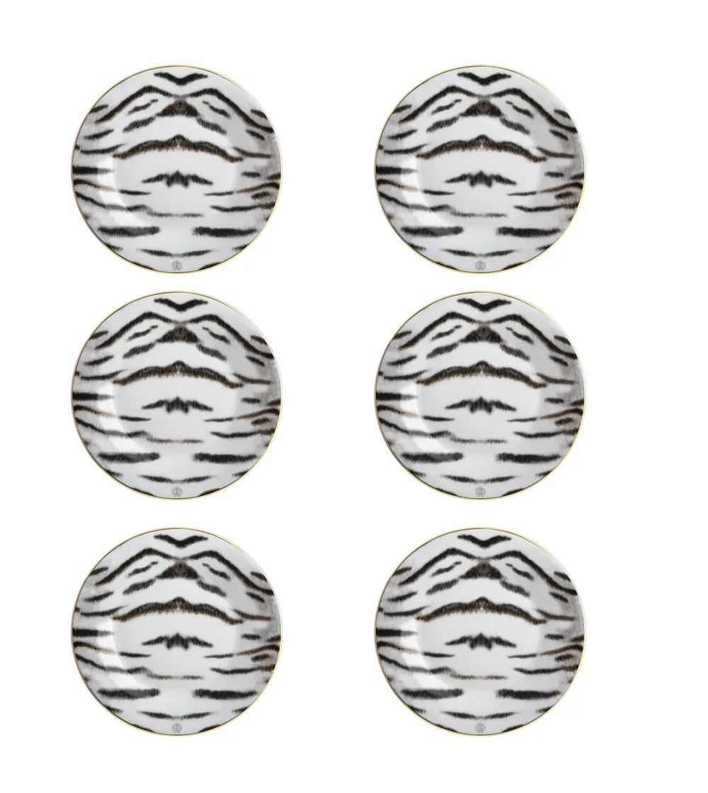 Roberto Cavalli - Set of 6 Tiger Dessert Plates