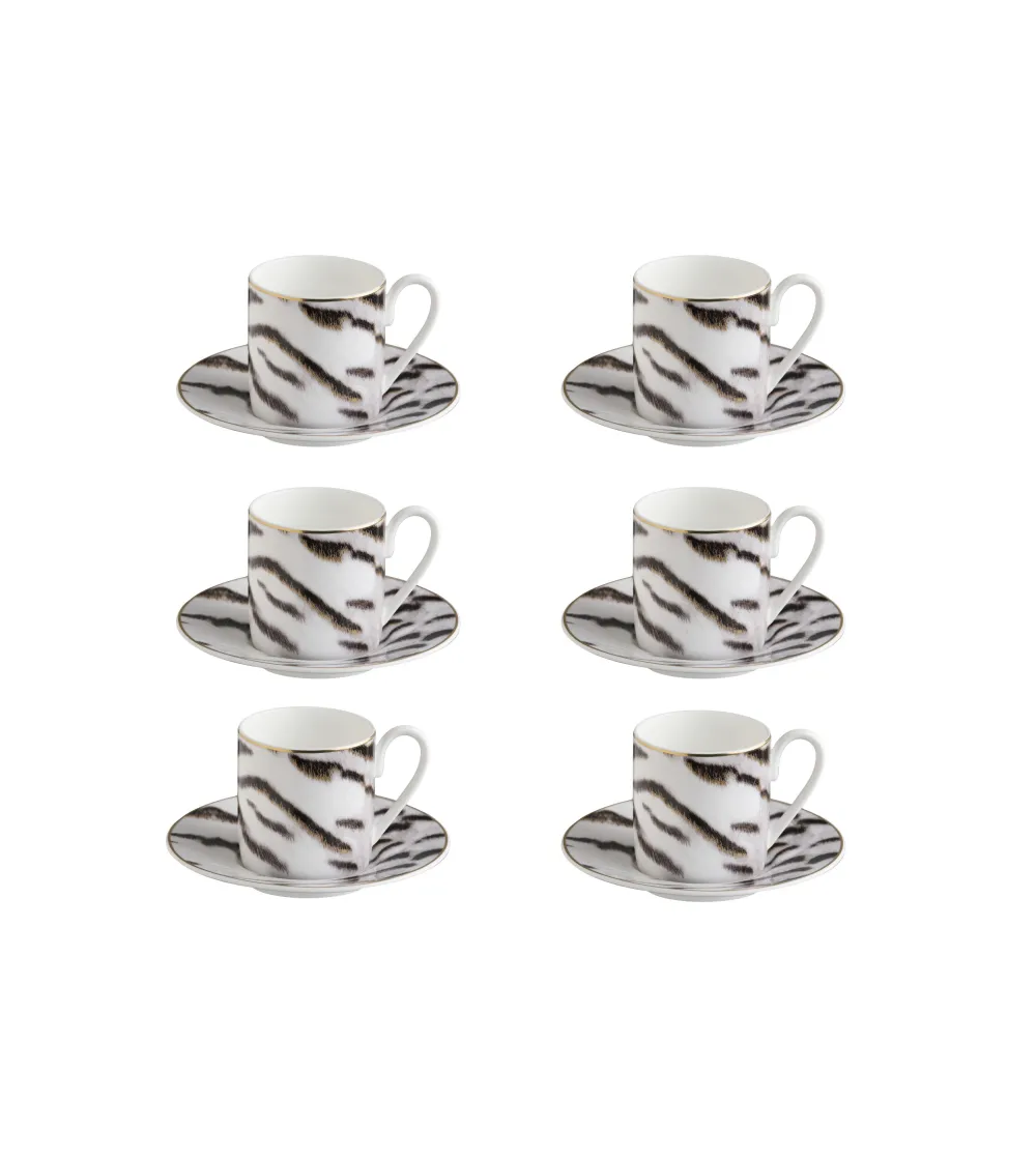 Juego de 6 Tazas de Café Tiger - Roberto Cavalli