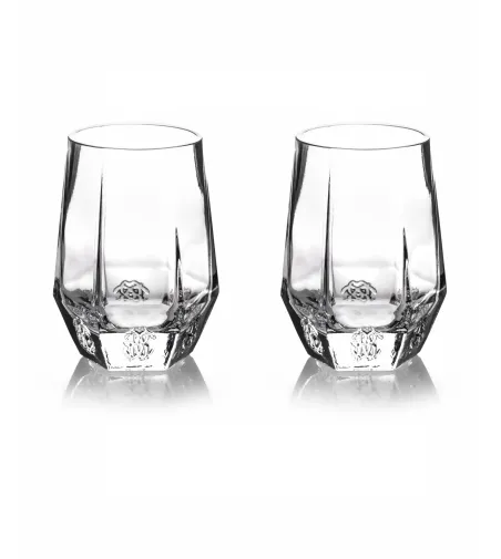 Roberto Cavalli - Set of 2 Desert Rose Transparent Wine Glasses