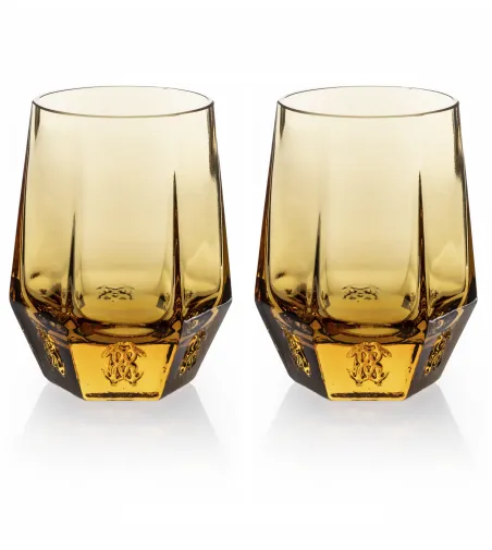 Roberto Cavalli - Set of 2 Desert Rose Amber Wine Glasses