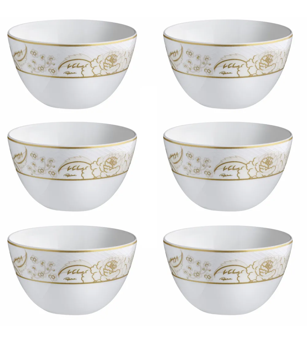 Roberto Cavalli - Set of 6 Blooming Roses Rice Bowls