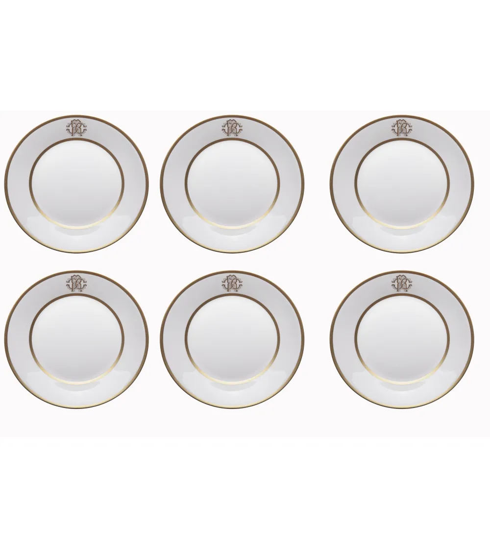 Roberto Cavalli - Set of 6 Silk Gold Soup Plates