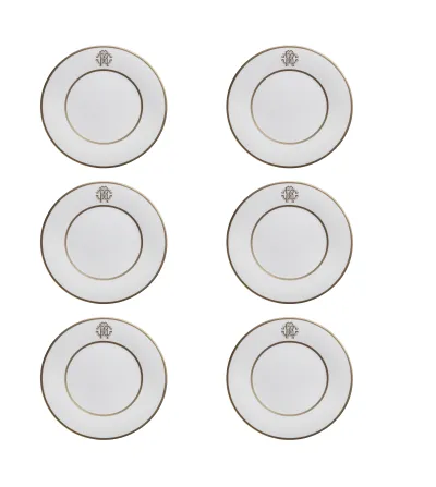 Roberto Cavalli - Set of 6 Silk Gold Dessert Plates