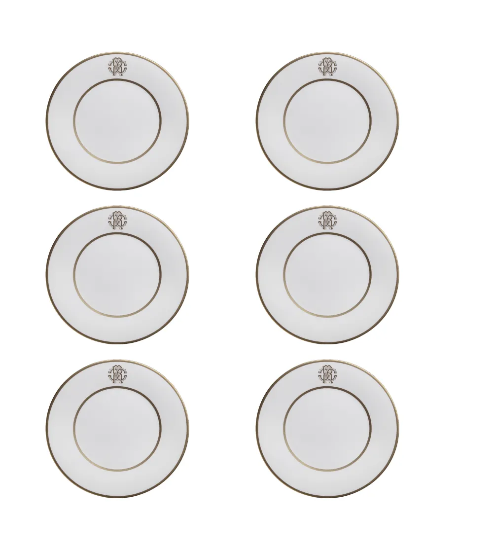 Juego de 6 Platos de Postre Silk Gold - Roberto Cavalli
