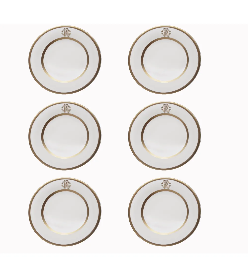 Juego de 6 Platos de Pan o Mantequilla Silk Gold - Roberto Cavalli