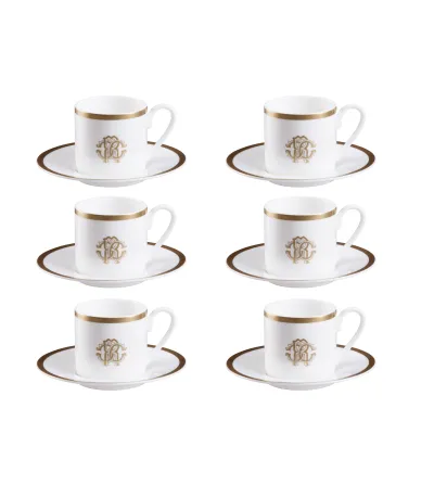 Roberto Cavalli - Set mit 6 Silk Gold Kaffeetassen