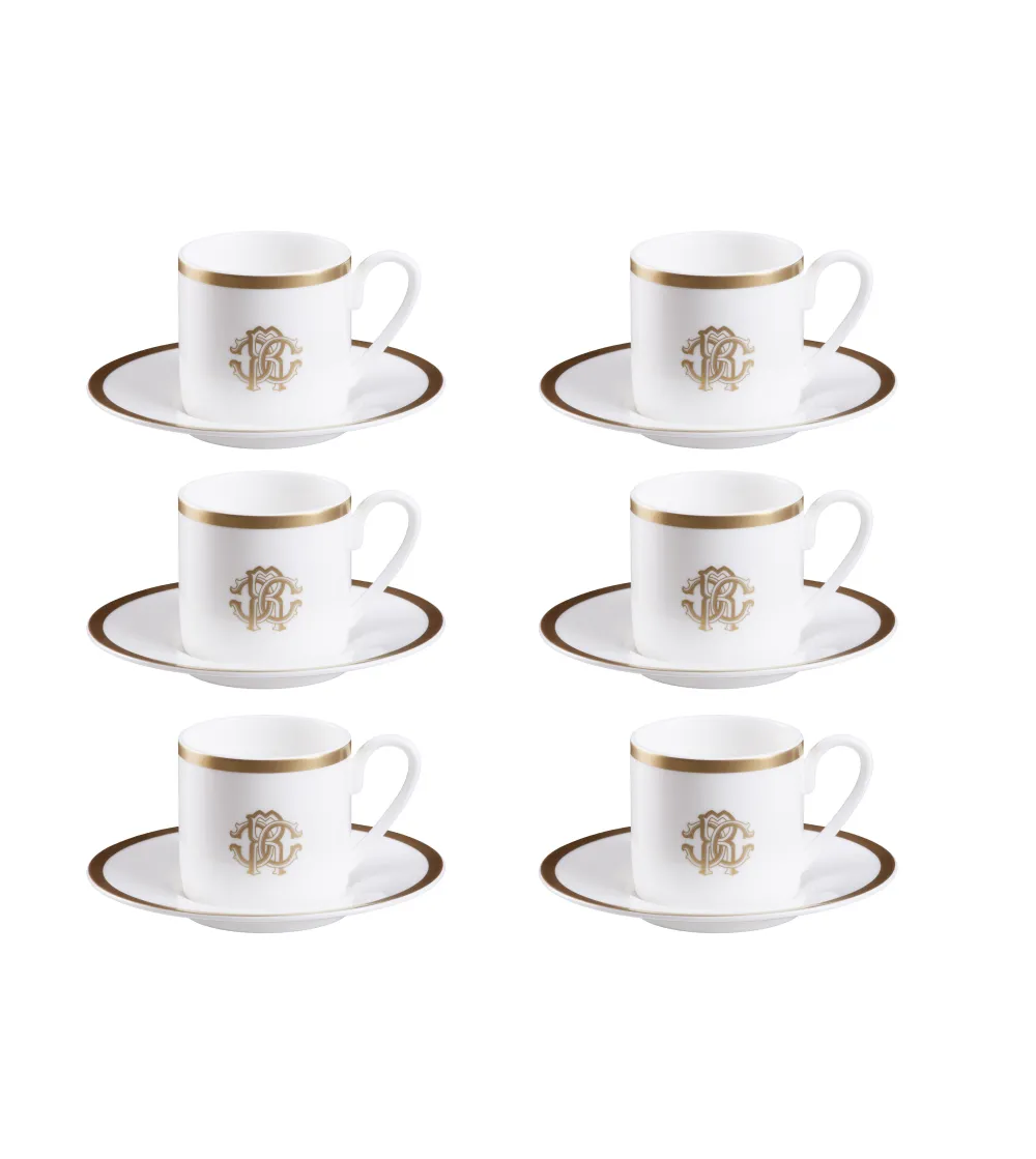 Juego de 6 Tazas de Café Silk Gold - Roberto Cavalli