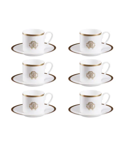 Roberto Cavalli - Set of 6 Silk Gold Coffe Cups
