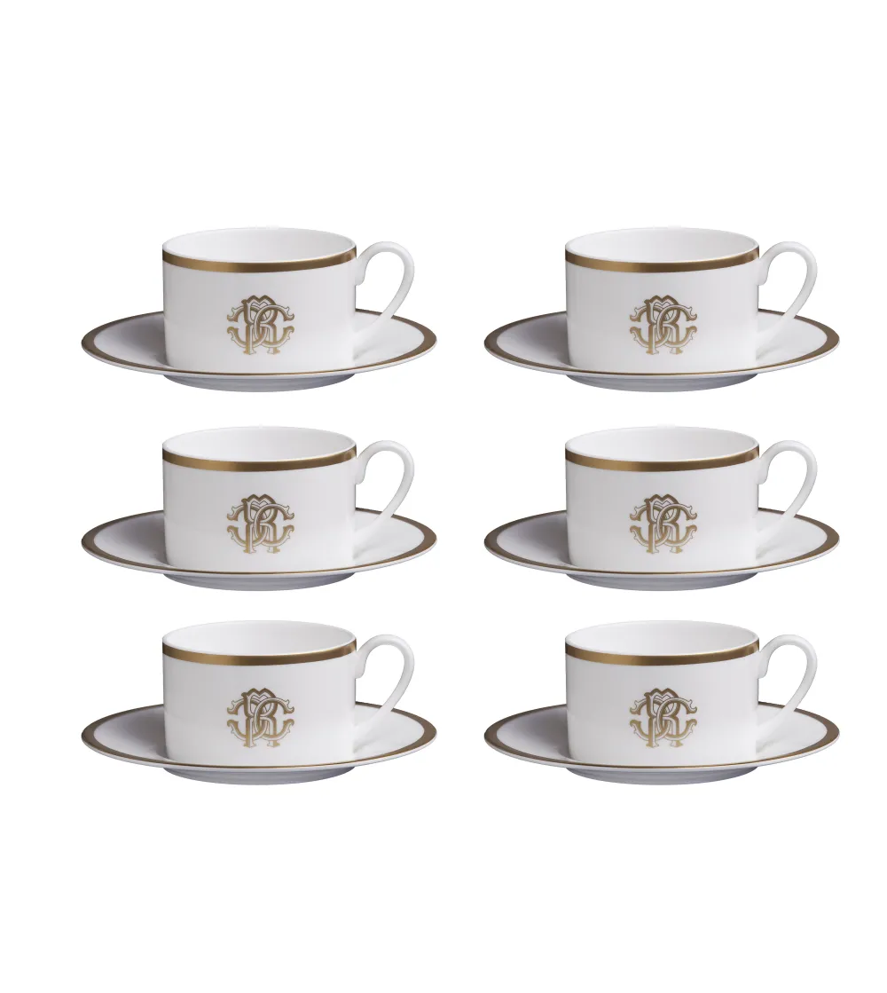 Juego de 6 Tazas de Té Silk Gold - Roberto Cavalli