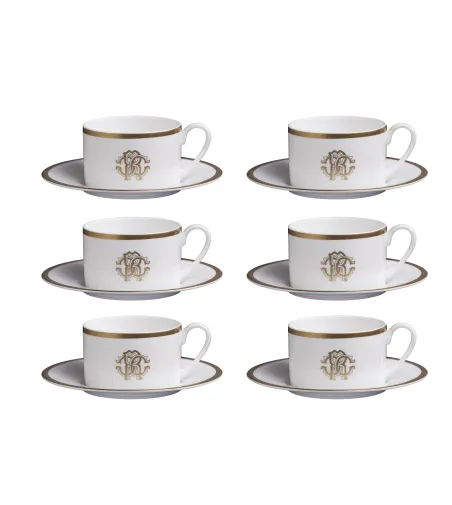Roberto Cavalli - Set of 6 Silk Gold Tea Cups