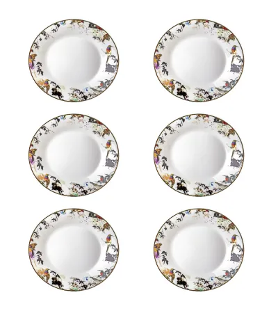 Lot de 6 Assiettes Creuses Garden's Birds - Roberto Cavalli