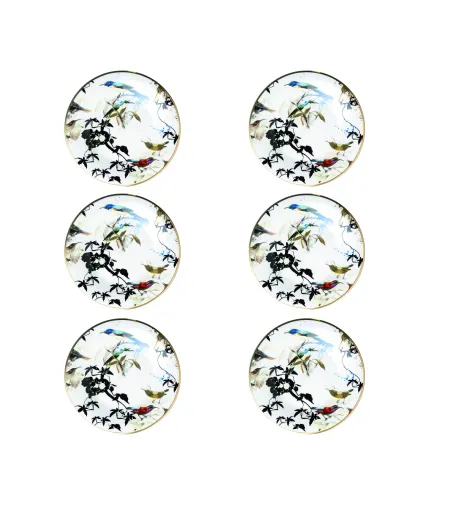 Lot de 6 Assiettes à Pain Garden's Birds - Roberto Cavalli