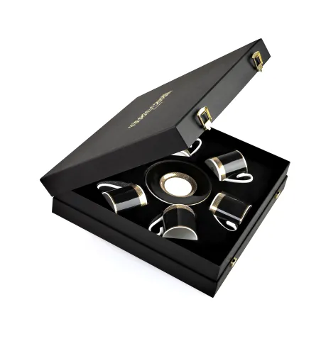 Luxury Box con 6 Tazas de Café Python Black - Roberto Cavalli