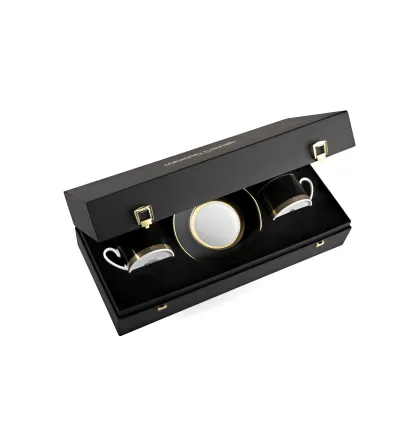 Luxury Box avec 2 Tasses à Thé Python Black - Roberto...