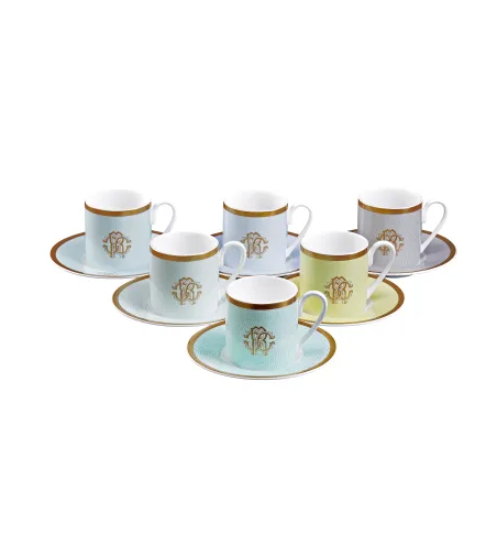 Roberto Cavalli - Set mit 6 Lizzard Sunrise Kaffeetassen