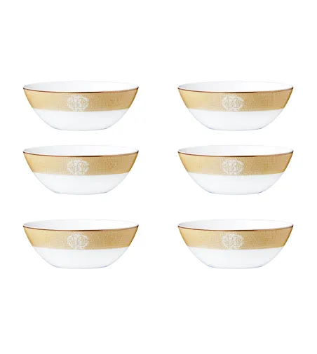 Roberto Cavalli - Set mit 6 Lizzard Gold Suppenschüsseln