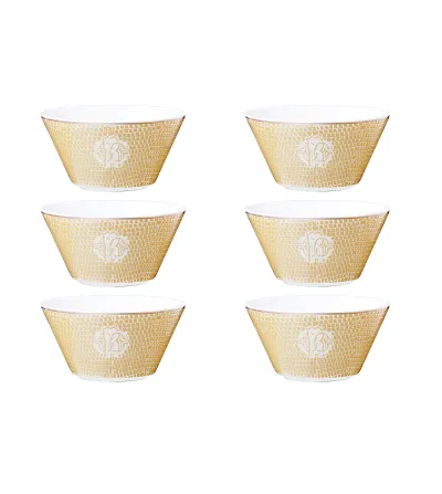Roberto Cavalli - Set mit 6 Lizzard Gold Fruchtsalatbecher