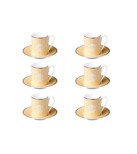 Roberto Cavalli - Set mit 6 Lizzard Gold Kaffeetassen