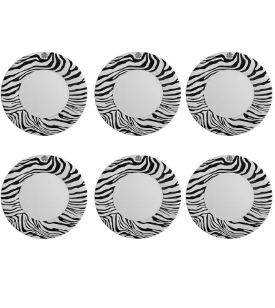 Juego de 6 Platos Llanos Zebrage - Roberto Cavalli