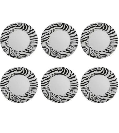 Roberto Cavalli - Set of 6 Zebrage Dinner Plates