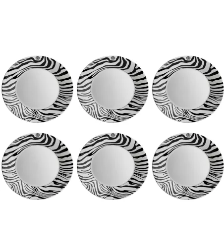 Lot de 6 Assiettes Creuses Zebrage - Roberto Cavalli
