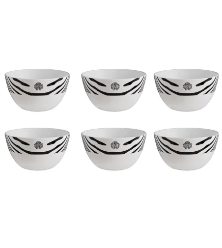 Roberto Cavalli - Set of 6 Zebrage Rice Bowls