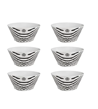 Roberto Cavalli - Set of 6 Zebrage Fruit Bowls
