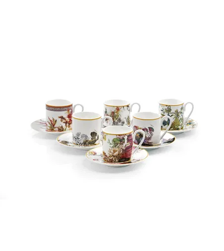 Roberto Cavalli - Set mit 6 Flowers Kaffeetassen