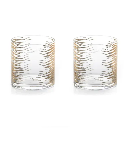 Juego de 2 Vasos Old Fashion Zebra Gold - Roberto Cavalli