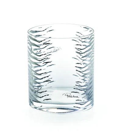 Roberto Cavalli - Set of 2 Zebra Platin Old Fashion Glasses 2