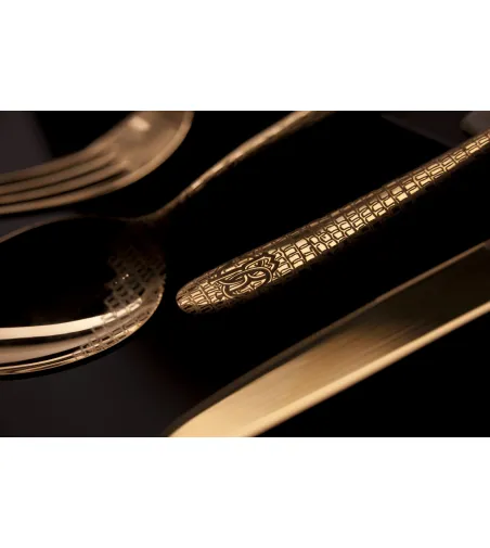 Roberto Cavalli - Set mit 6 Lizzard Gold Dessertmessern