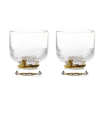Roberto Cavalli - Set of 2 Python Gold Water Glasses 2