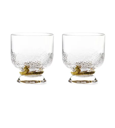 Set 2 Bicchieri Acqua Python Gold - Roberto Cavalli