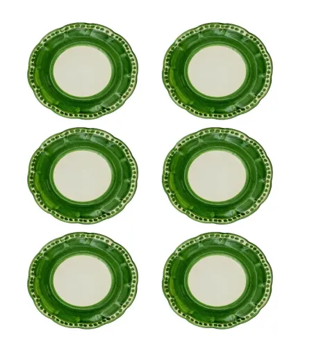 Wftb - Set of 6 Green Dinner Plates from the Vietri Collection