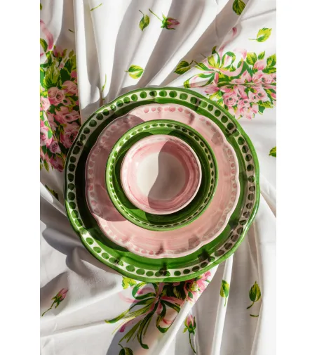 Ensemble de 6 Assiettes Plates Roses de la Collection Vietri - Wftb