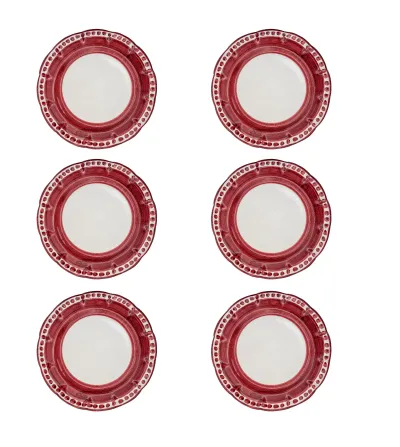Ensemble de 6 Assiettes Plates Rouges de la Collection...