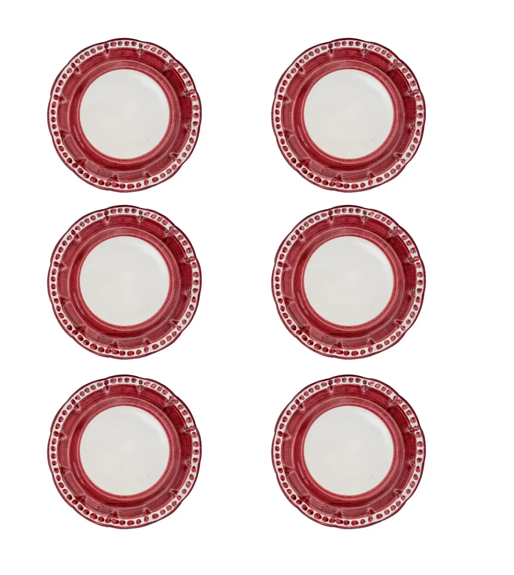 Wftb - Set of 6 Red Dinner Plates...