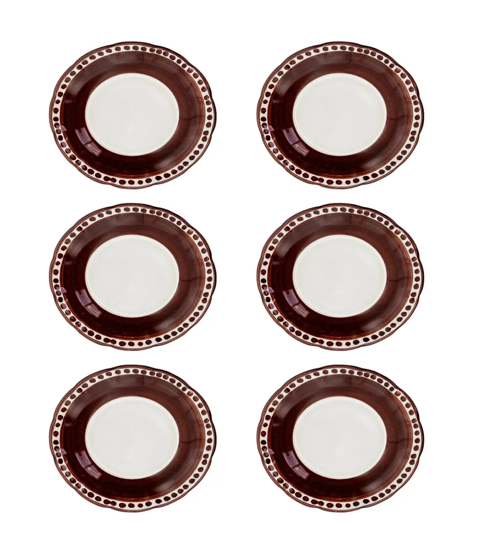 Set 6 Piatti Piani Marrone Collezione...