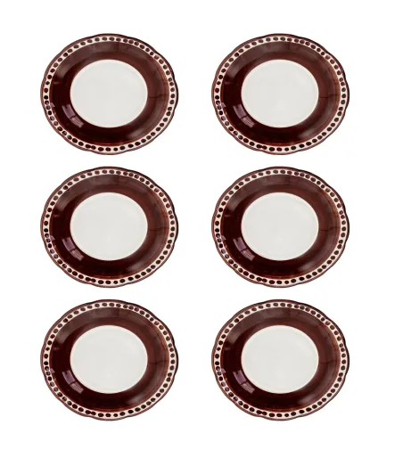 Juego de 6 Platos Llanos Marrones de la Colección Vietri - Wftb