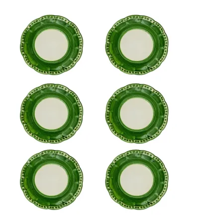 Wftb - Set of 6 Green Soup Plates from the Vietri Collection