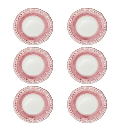 Juego de 6 Platos Hondos Rosas de la Colección Vietri - Wftb