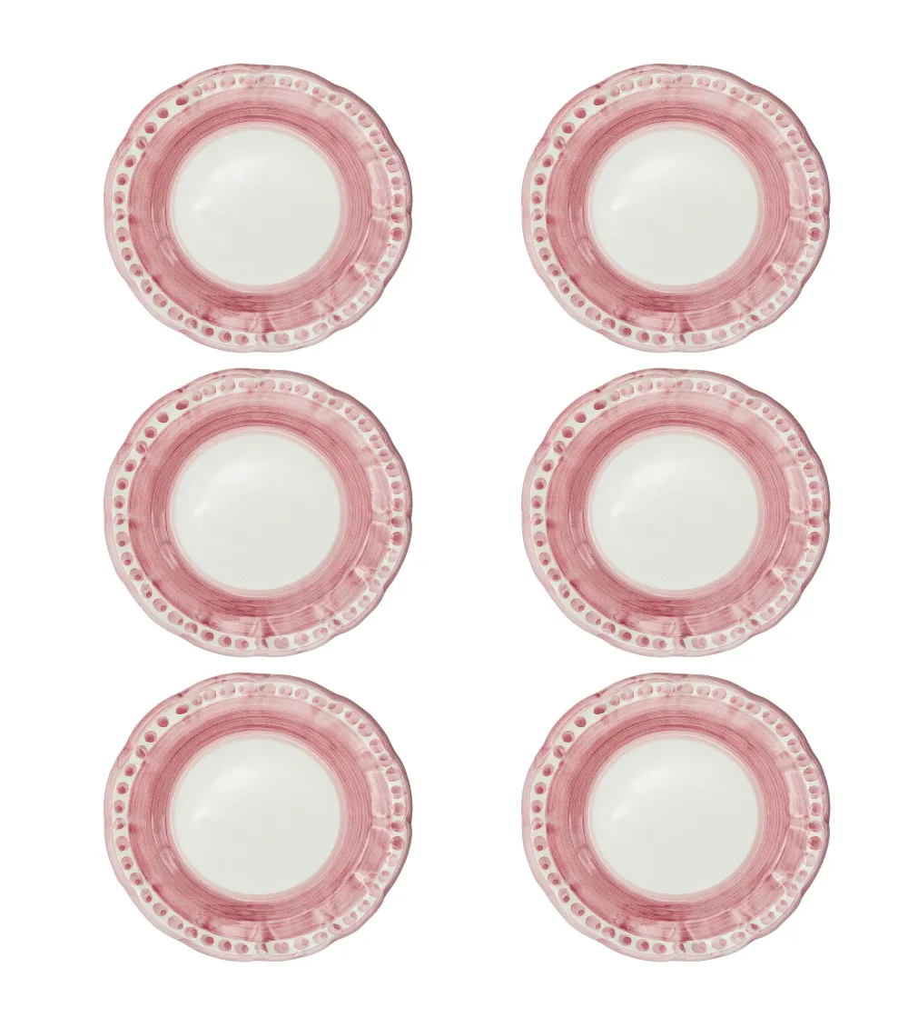 Wftb - Set of 6 Pink Soup Plates from...
