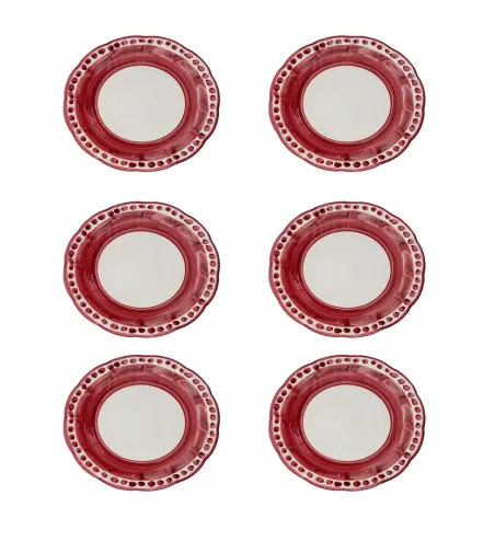 Wftb - Set of 6 Red Soup Plates from the Vietri Collection