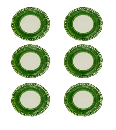 Ensemble de 6 Assiettes à Dessert Vertes de la Collection...