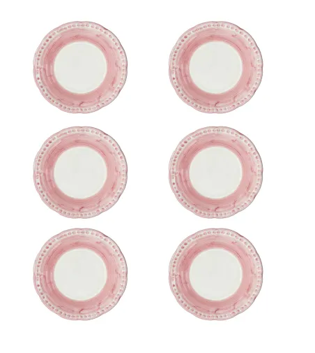 Juego de 6 Platos de Postre Rosas de la Colección Vietri - Wftb
